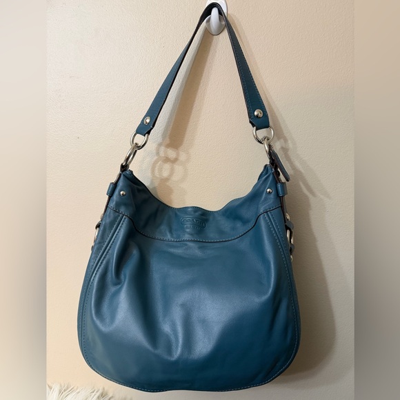 Coach Teal Leather Shoulder Bag# F14706 - Picture 7 of 12